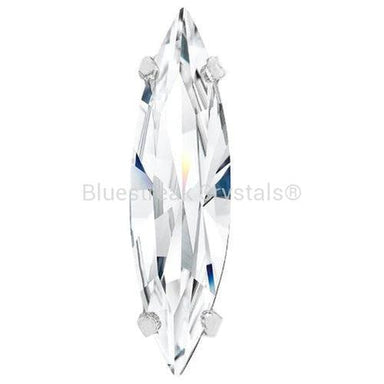 Preciosa Single Stone Setting Slim Navette in Silver-Preciosa Metal Trimmings-Bluestreak Crystals