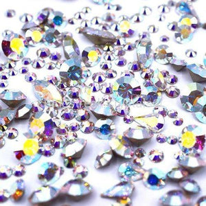 Preciosa Stone Mix of Flat Back Rhinestones, Chatons & Fancy Stones Crystal AB-Preciosa Flatback Rhinestones Crystals (Non Hotfix)-Bluestreak Crystals