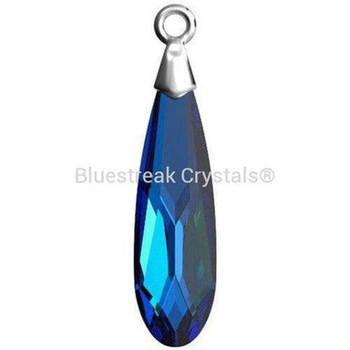 Serinity Pendants Raindrop Rhodium Cap (6533) Crystal Bermuda Blue-Serinity Pendants-17.5mm - Pack of 1-Bluestreak Crystals