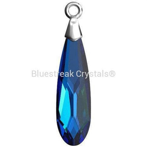 Serinity Pendants Raindrop Rhodium Cap (6533) Crystal Bermuda Blue-Serinity Pendants-17.5mm - Pack of 1-Bluestreak Crystals