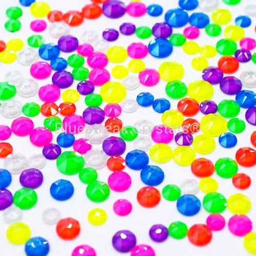 100 Mixed Color Acrylic Rhinestone Flatback Round Gems 16mm Flat Back No  Hole