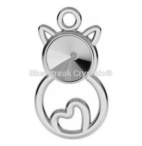 Sterling Silver (925) Cat Pendant Setting for Rivoli Chatons SS29-Findings For Jewellery-19mm - Pack of 1-Bluestreak Crystals