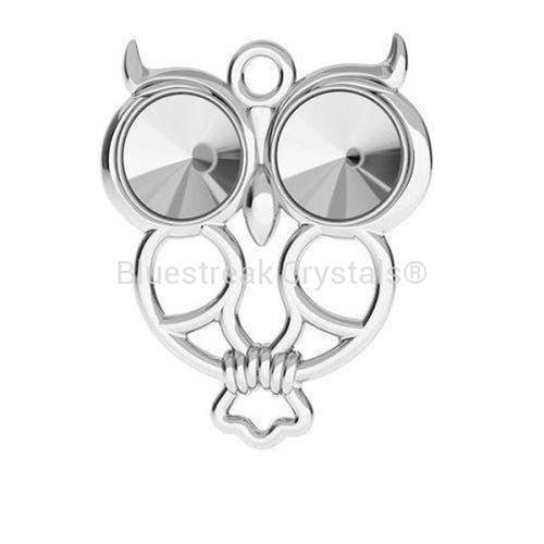 Sterling Silver (925) Owl Pendant Setting For Rivoli Chatons SS29-Findings For Jewellery-21mm - Pack of 1-Bluestreak Crystals