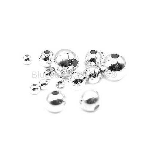 925 Sterling Silver Beads, No Hole/Undrilled, Round, Silver, 3mm