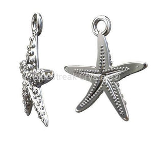 Sterling Silver (925) Starfish Charm-Findings For Jewellery-16mm - Pack of 1-Bluestreak Crystals