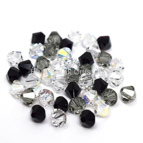 Swarovski Crystal Beads Bicone Mix (5328) Black & Crystal-Swarovski Crystal Beads-4mm - Pack of 40-Bluestreak Crystals