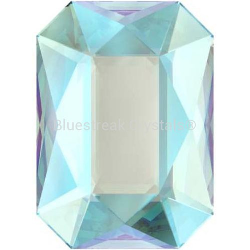 Swarovski Flat Back Crystals Rhinestones Non Hotfix Emerald Cut (2602) Aquamarine Shimmer-Swarovski Flatback Rhinestones Crystals (Non Hotfix)-8x5.5mm - Pack of 10-Bluestreak Crystals