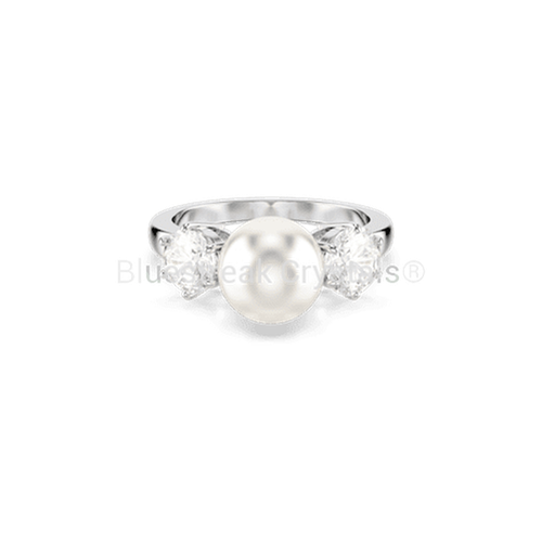 Swarovski Matrix Ring Crystal Pearl Round Cut White Rhodium Plated-Swarovski Jewellery-Bluestreak Crystals