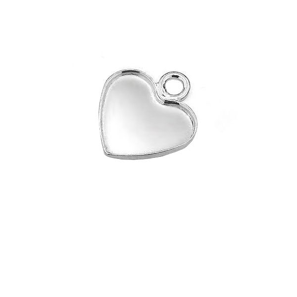 Sterling Silver (925) Pendant Setting For Heart Shaped Flatbacks