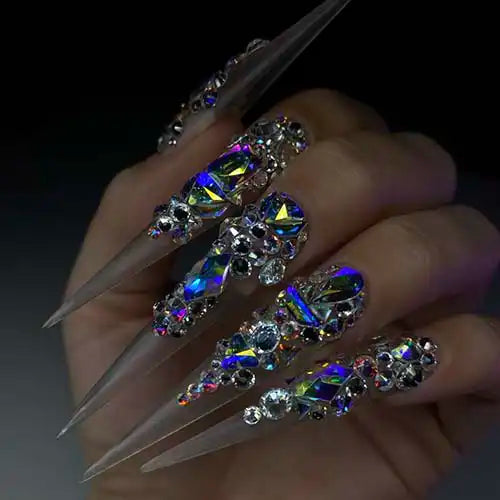 10/20pcs Blue Crystals Nail Gems 3d Nail Charms Brillantina Manicura  Accesorios Luxury Nail Crystals Heart Nail Supplies